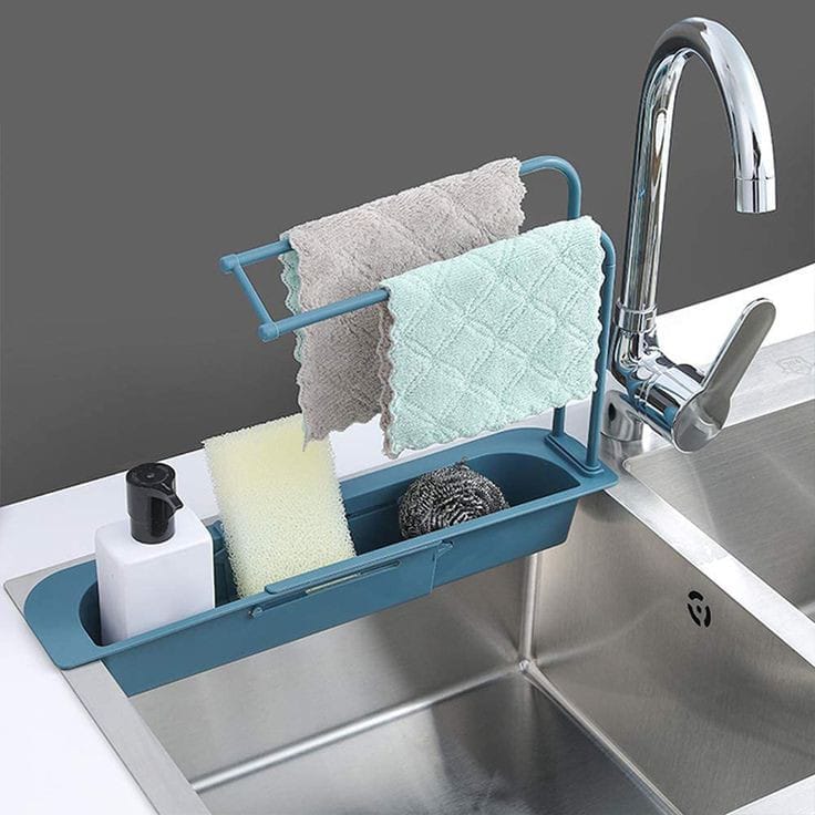 Telescopic Sink Storage Rack, Adjustable Organizer for Kitchen
