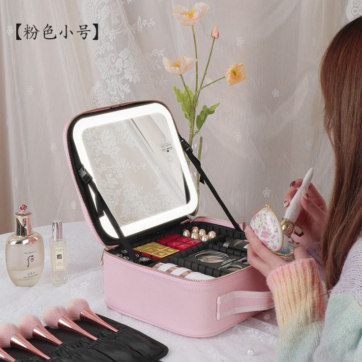 LED Cosmetic Storage Box, Portable Makeup Organizer with Light